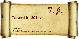 Tancsik Júlia névjegykártya