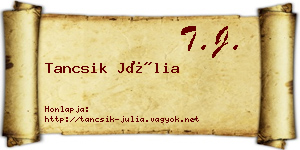 Tancsik Júlia névjegykártya